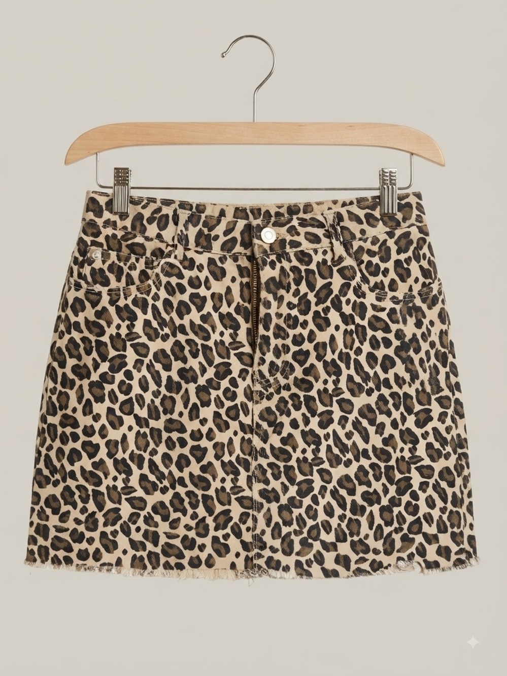 Leopard Print Mini Skirt - Beige/Black